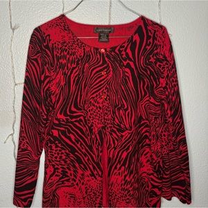 Cable & Gauge Red/Black Leopard Cardigan